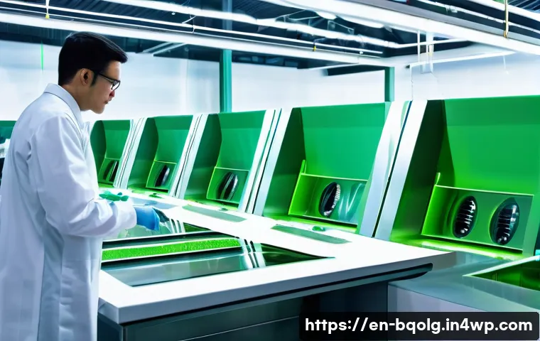 바이오연료 발전의 발전 방향 및 전략 - **Prompt:** A futuristic, bright, and clean facility where various waste streams are transformed int...