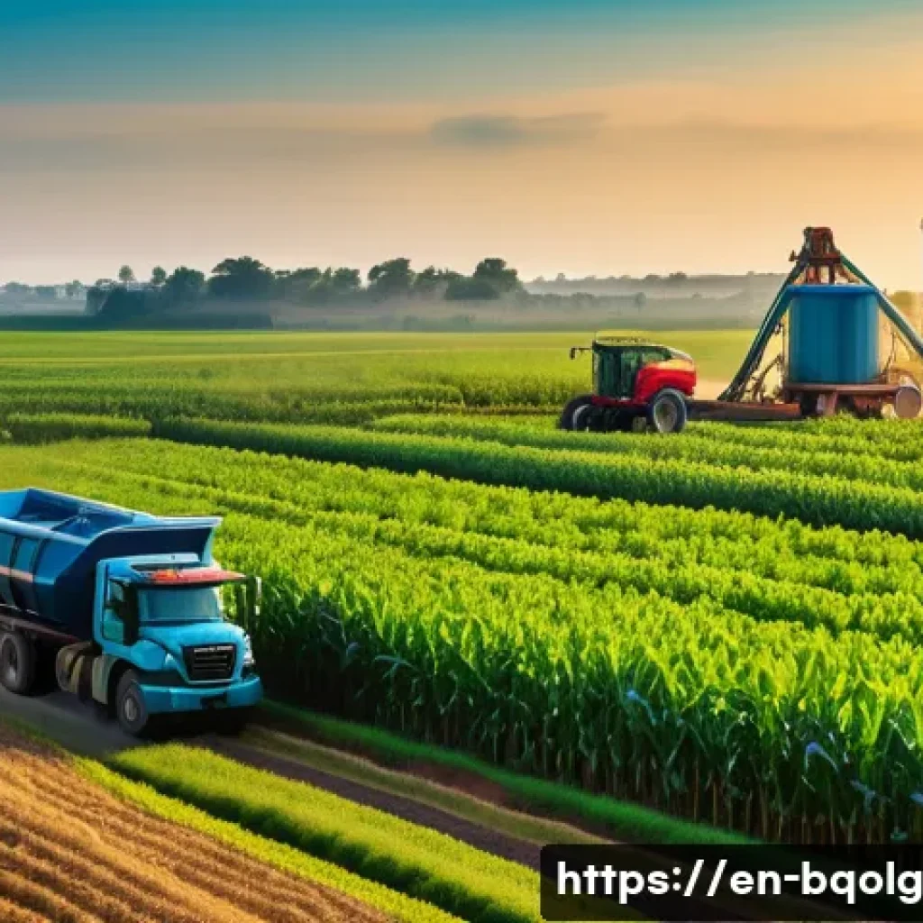 바이오연료 발전의 경제적 효과 - A vibrant rural agricultural landscape showing diverse biofuel crops such as corn, sugarcane, and so...